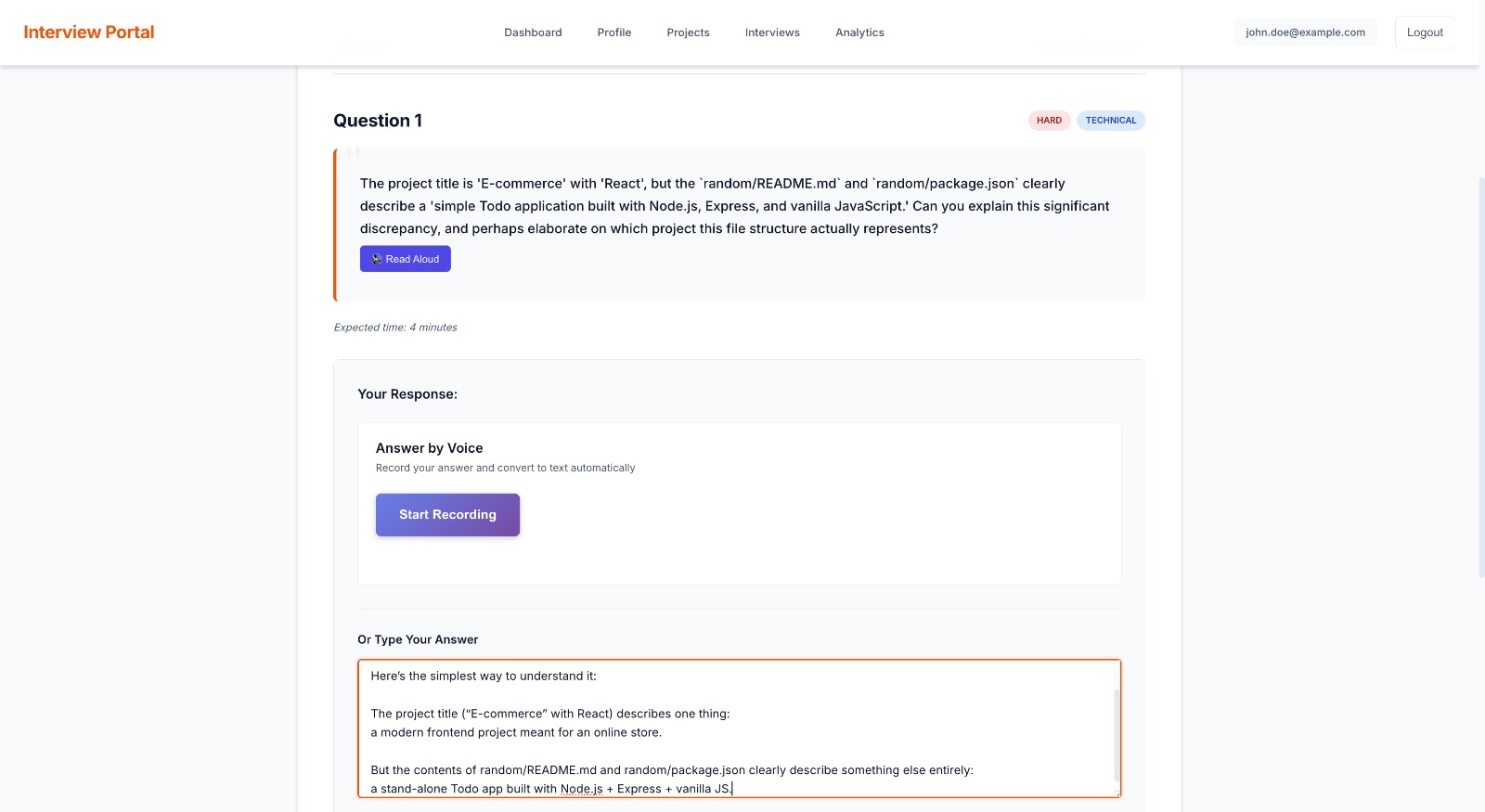 AI Interview Portal
